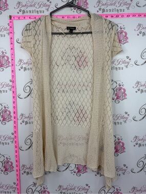 le chateau cardigan T-shirt Cream Open Knit Short-Sleeve Cardigan